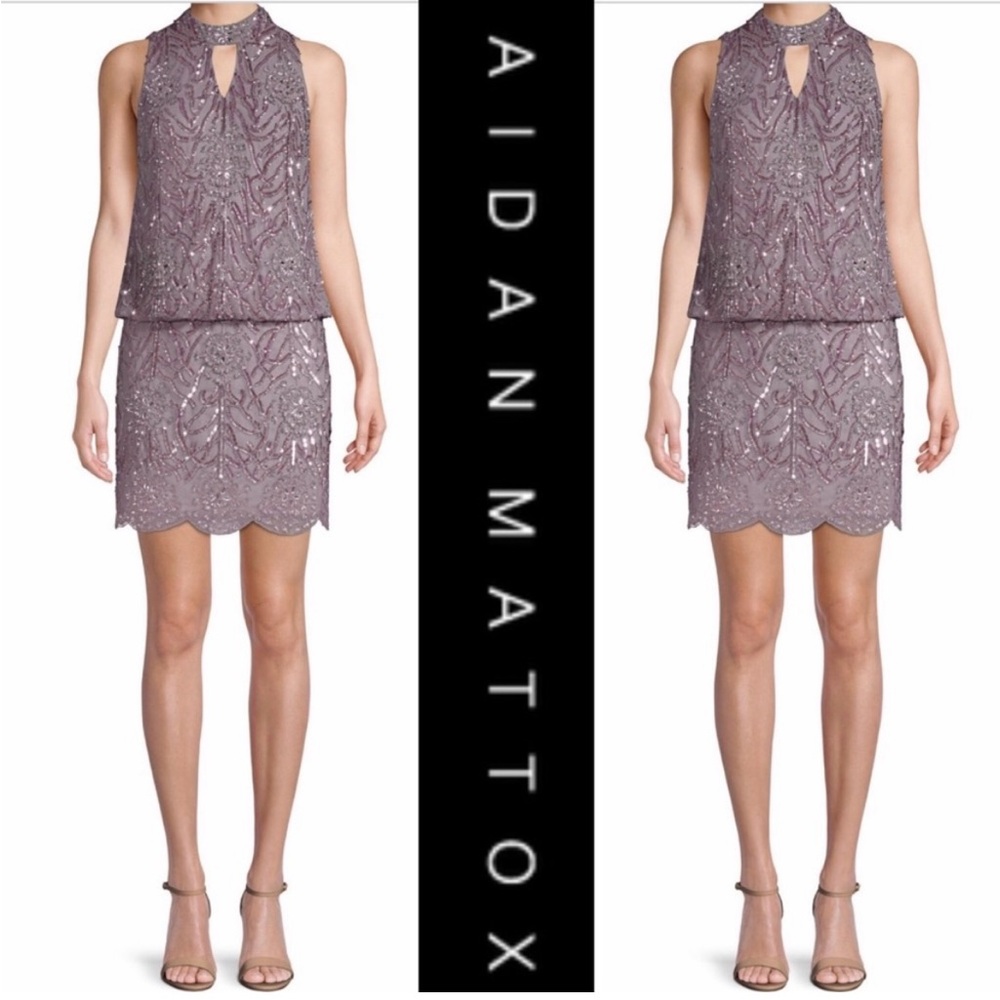 Aidan Mattox Beaded , sleeveless short dress